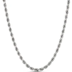 24-Inch Rope Link Necklace, 14K White Gold Clearance