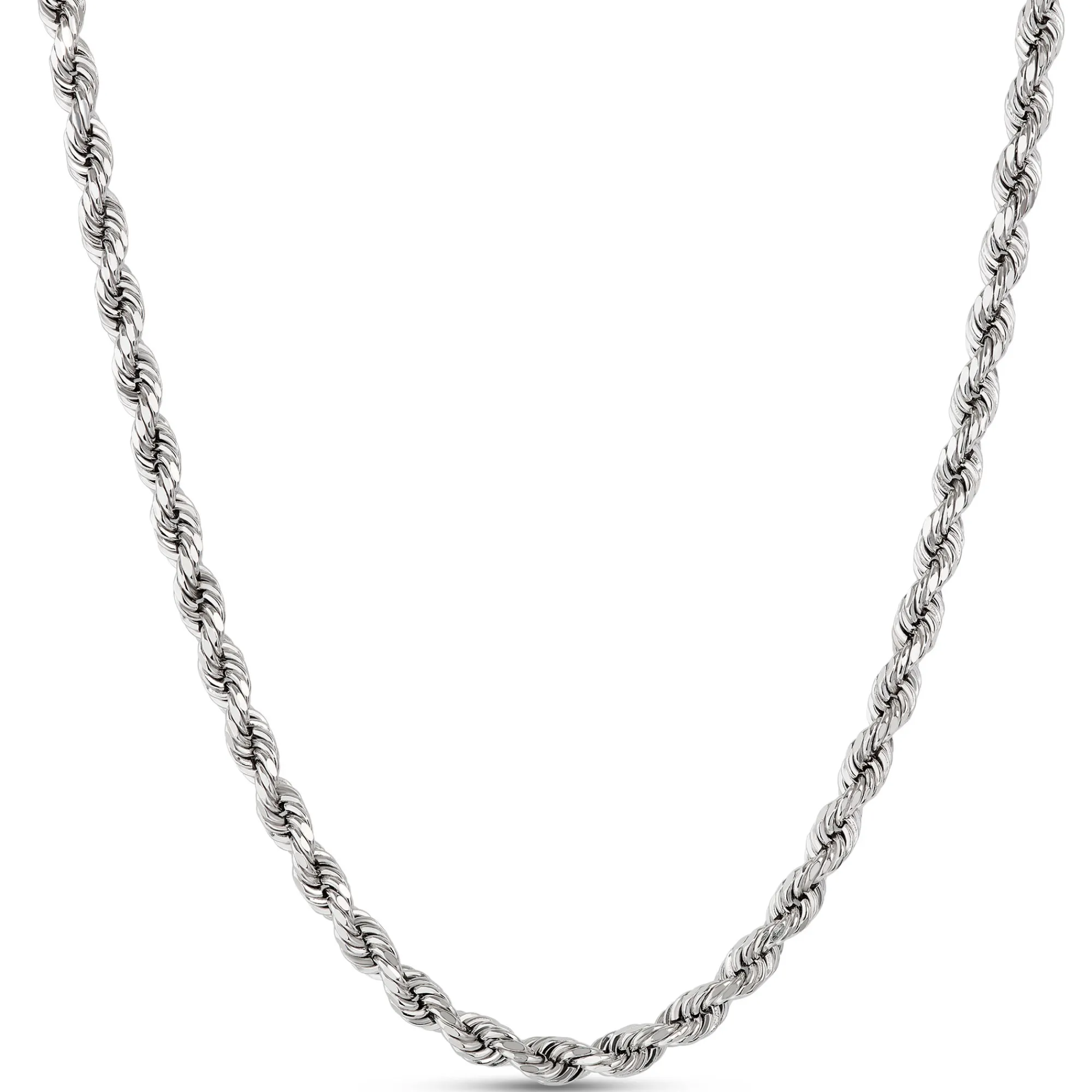 24-Inch Rope Link Necklace, 14K White Gold Clearance