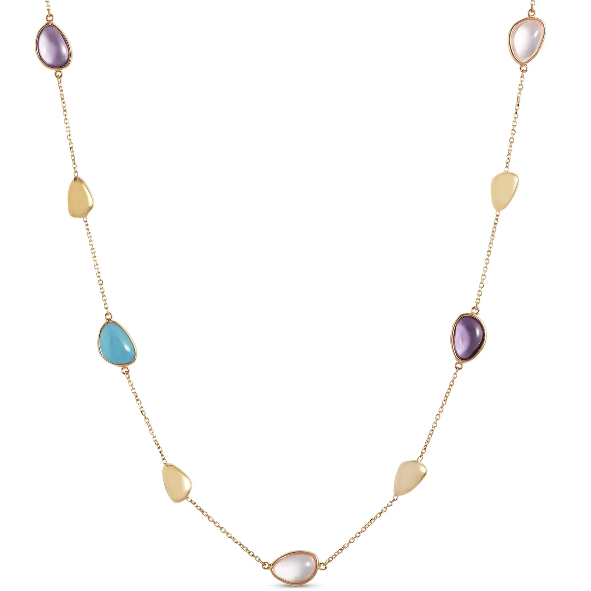 Toscano 18-Inch Gemstone Necklace, 14K Yellow Gold Discount