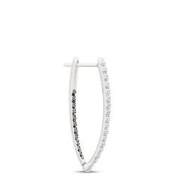 Inside-Outside Black and White Diamond Hoops, 14K White Gold Outlet