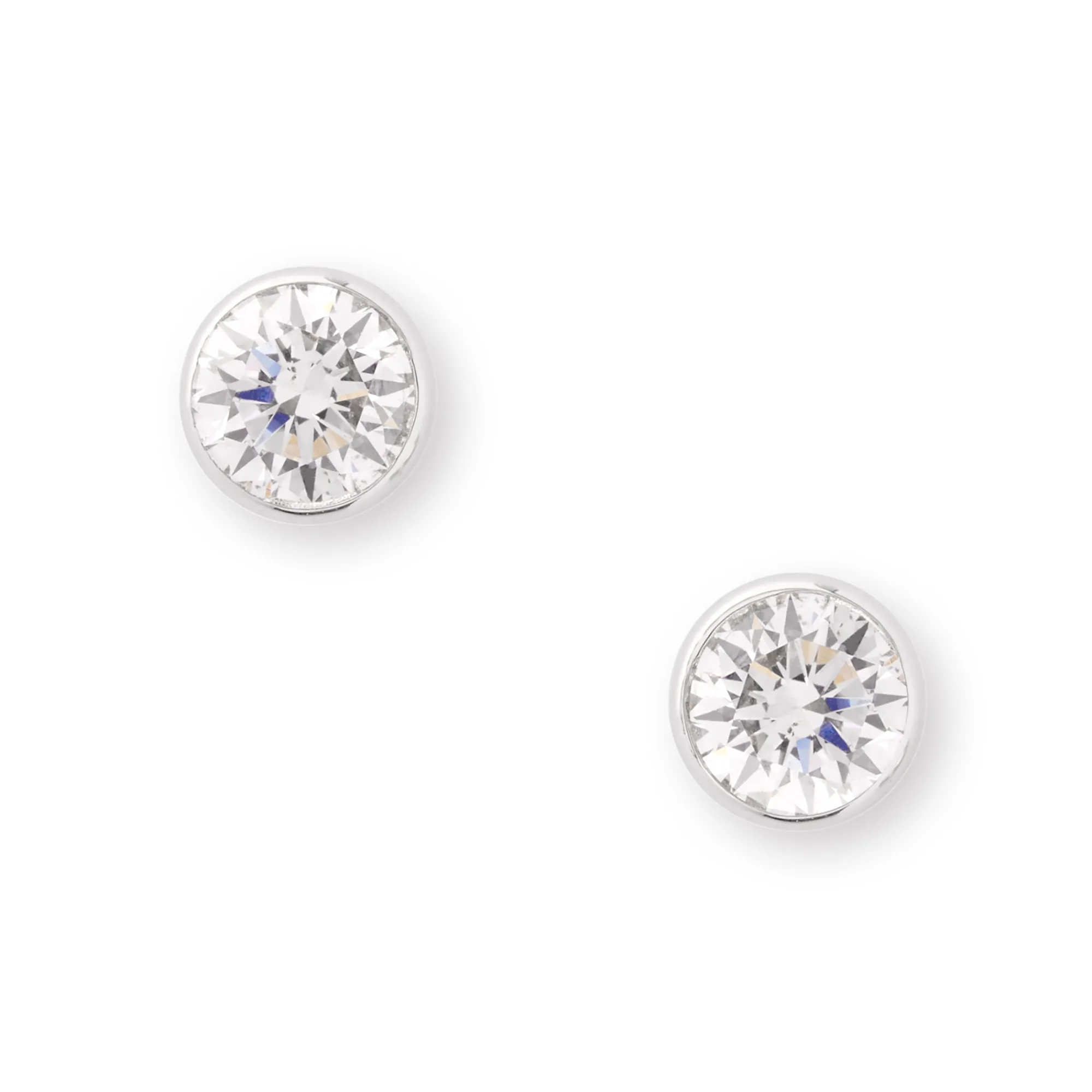 Invisible Bezel Classic Round Diamond Studs, ½ Carat, 14K White Gold Outlet