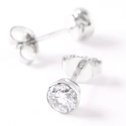 Invisible Bezel Classic Round Diamond Studs, 1 Carat, 14K White Gold Hot
