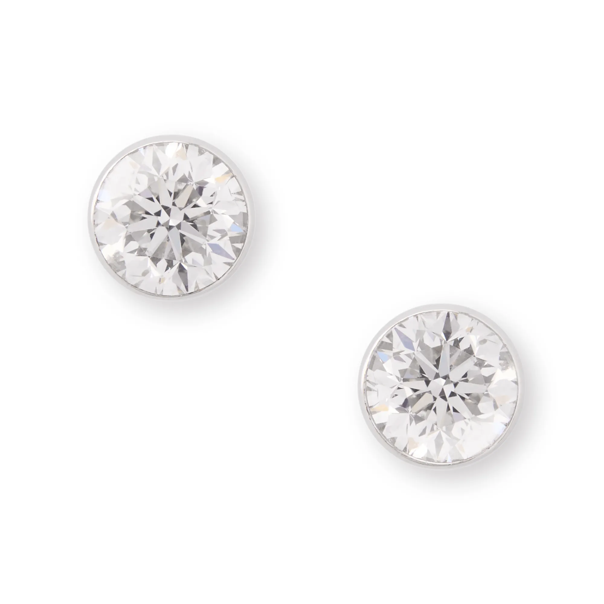 Invisible Bezel Classic Round Diamond Studs, 1 Carat, 14K White Gold Hot