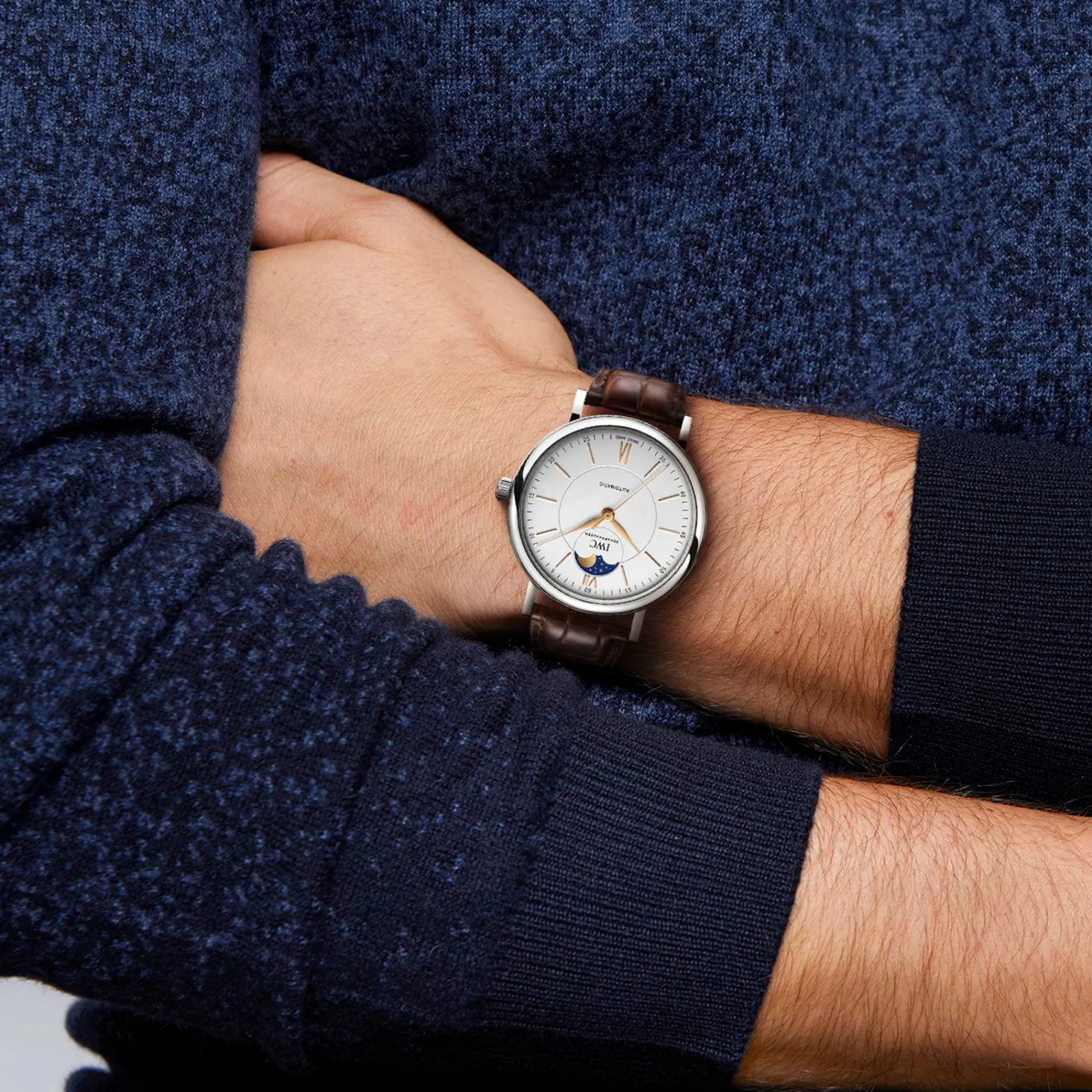 IWC Portofino Automatic Moon Phase Silver Dial Watch, 41mm Outlet