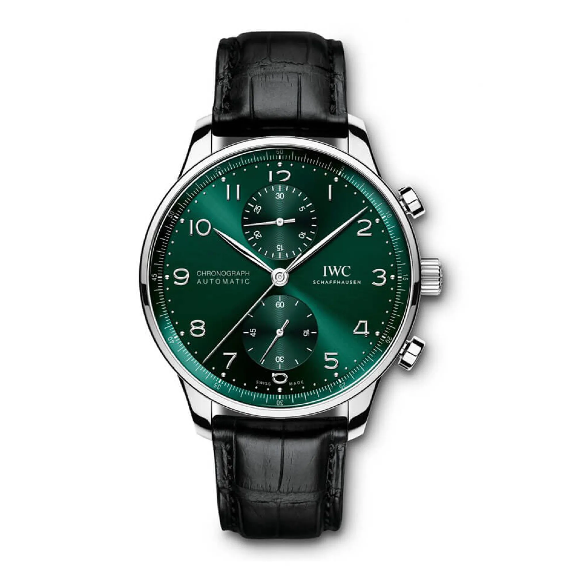 IWC Portugieser Green Dial Alligator Chronograph Watch, 41mm Best
