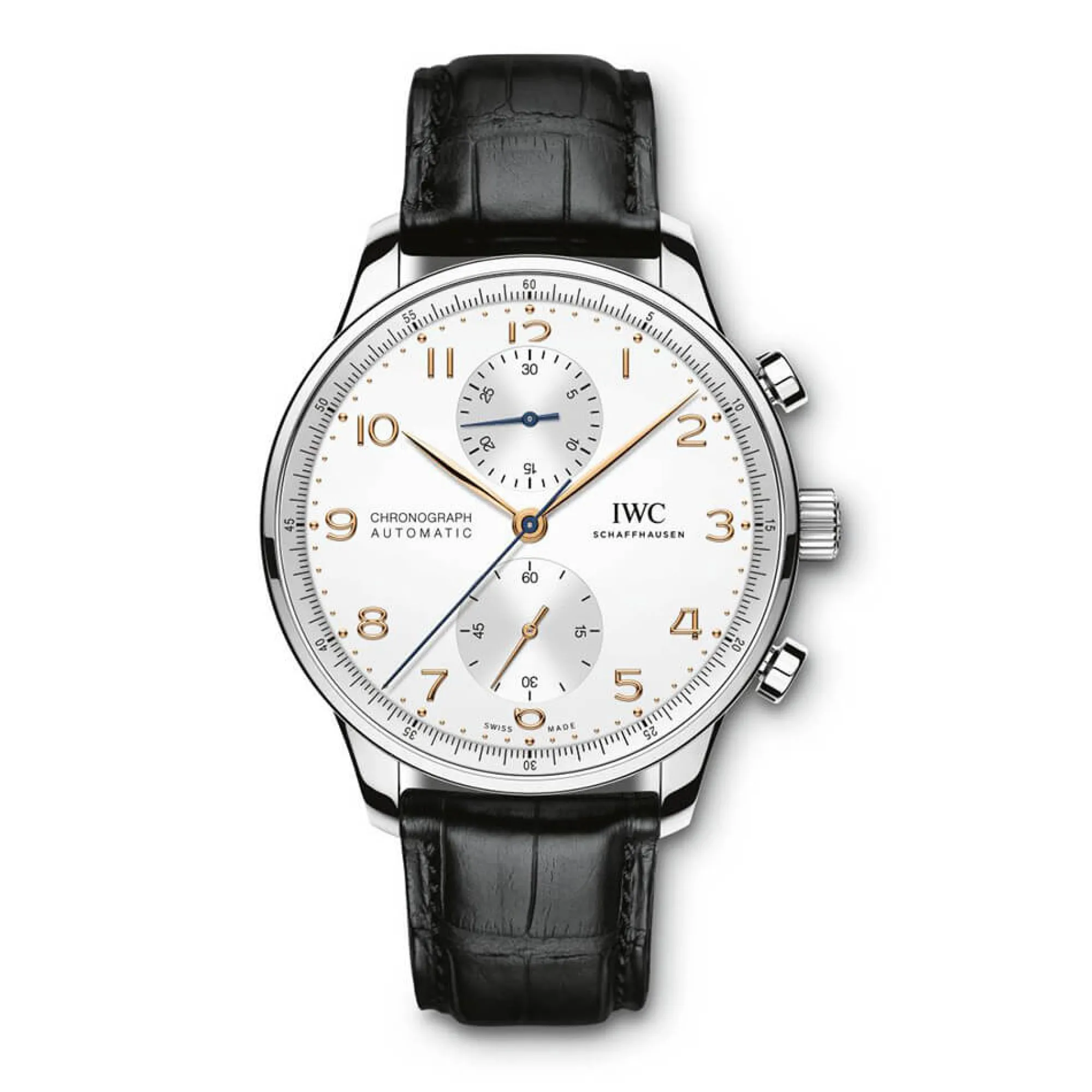 IWC Portugieser Silver Dial Gold Detailed Chronograph Watch, 41mm Clearance