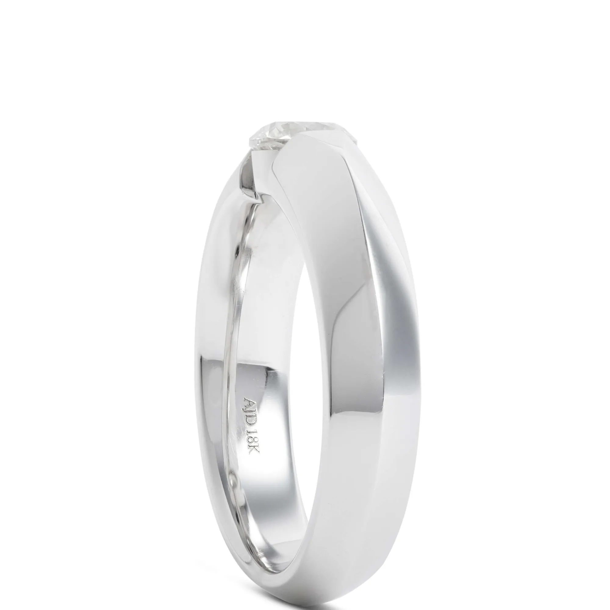 Knife Edge Diamond Ring, 18K White Gold