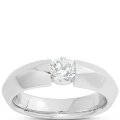Knife Edge Diamond Ring, 18K White Gold