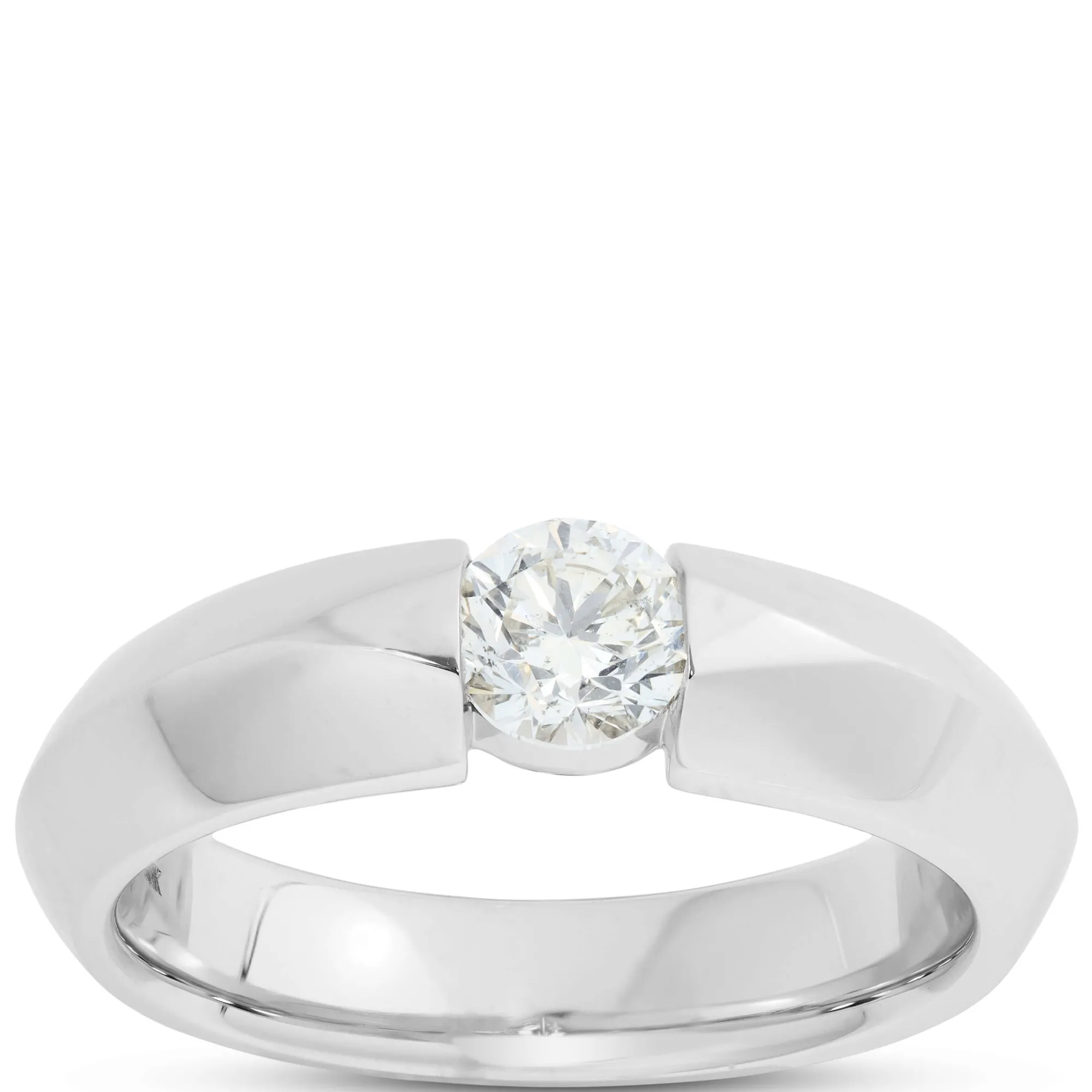 Knife Edge Diamond Ring, 18K White Gold