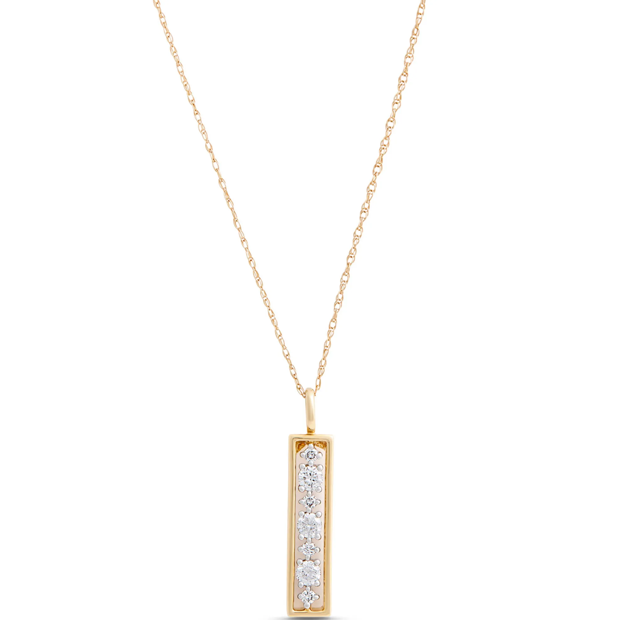 Linear Frame Diamond Pendant, 14k Two-Tone New