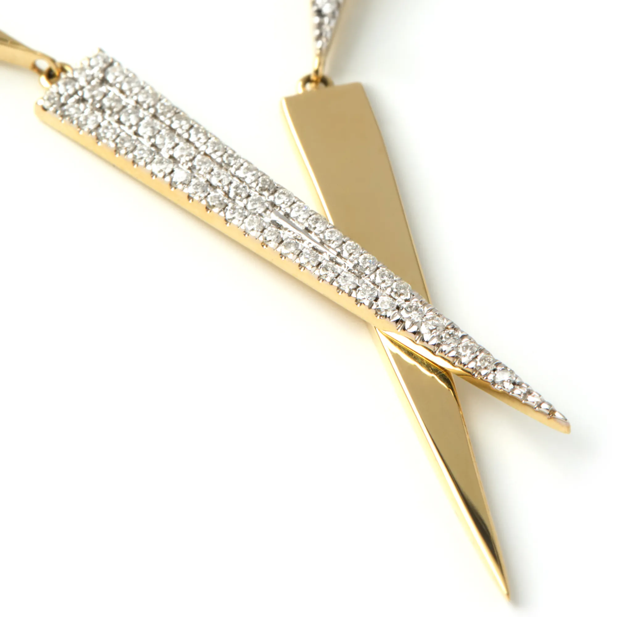 Long Triangle Diamond Earrings, 14K Yellow Gold Clearance