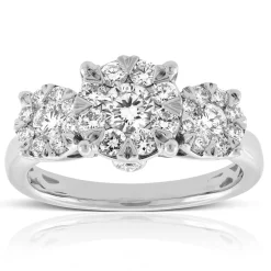 Signature Love Eternal Diamond Cluster 3-Stone Engagement Ring 14K Clearance