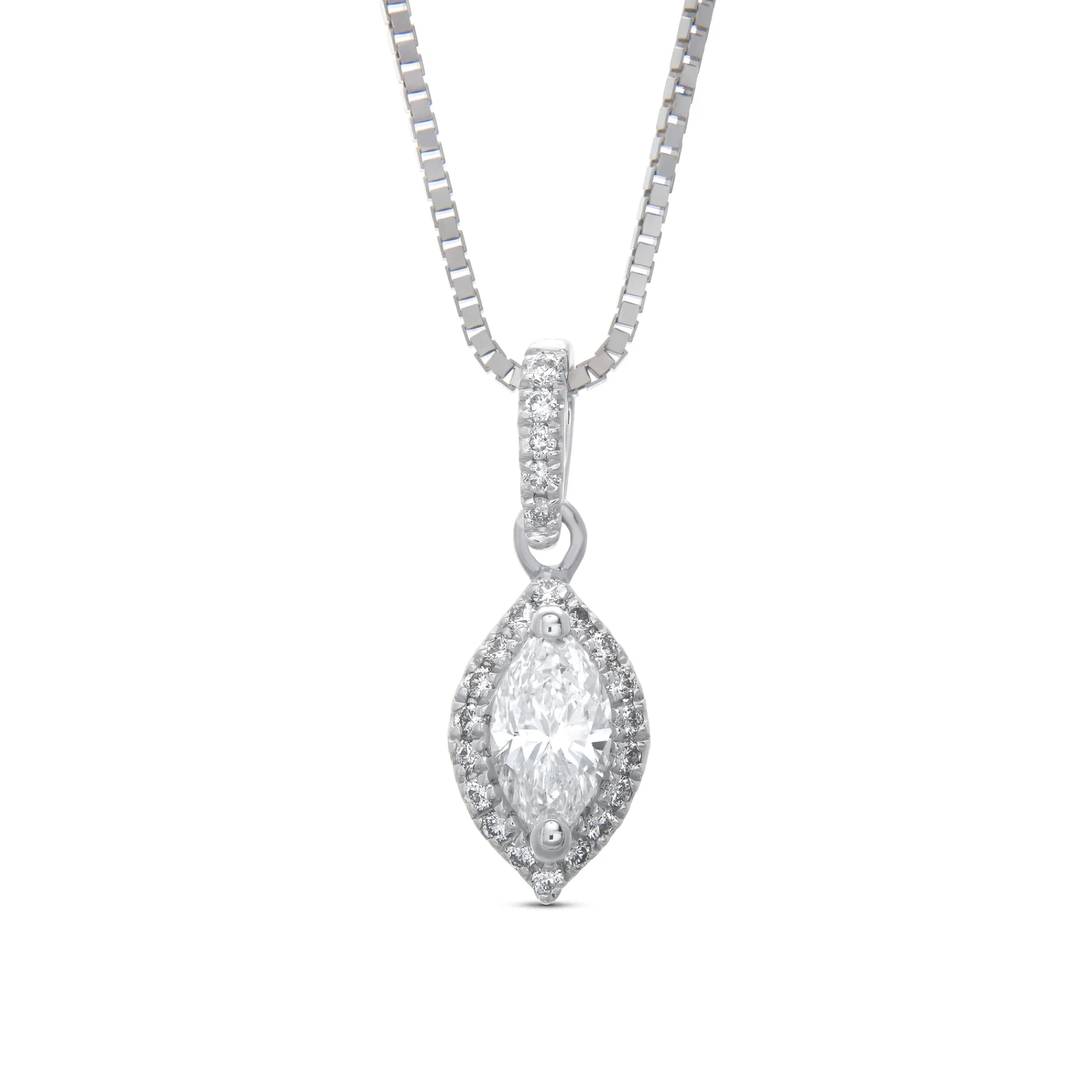 Marquise Cluster Diamond Pendant, 14K White Gold Online