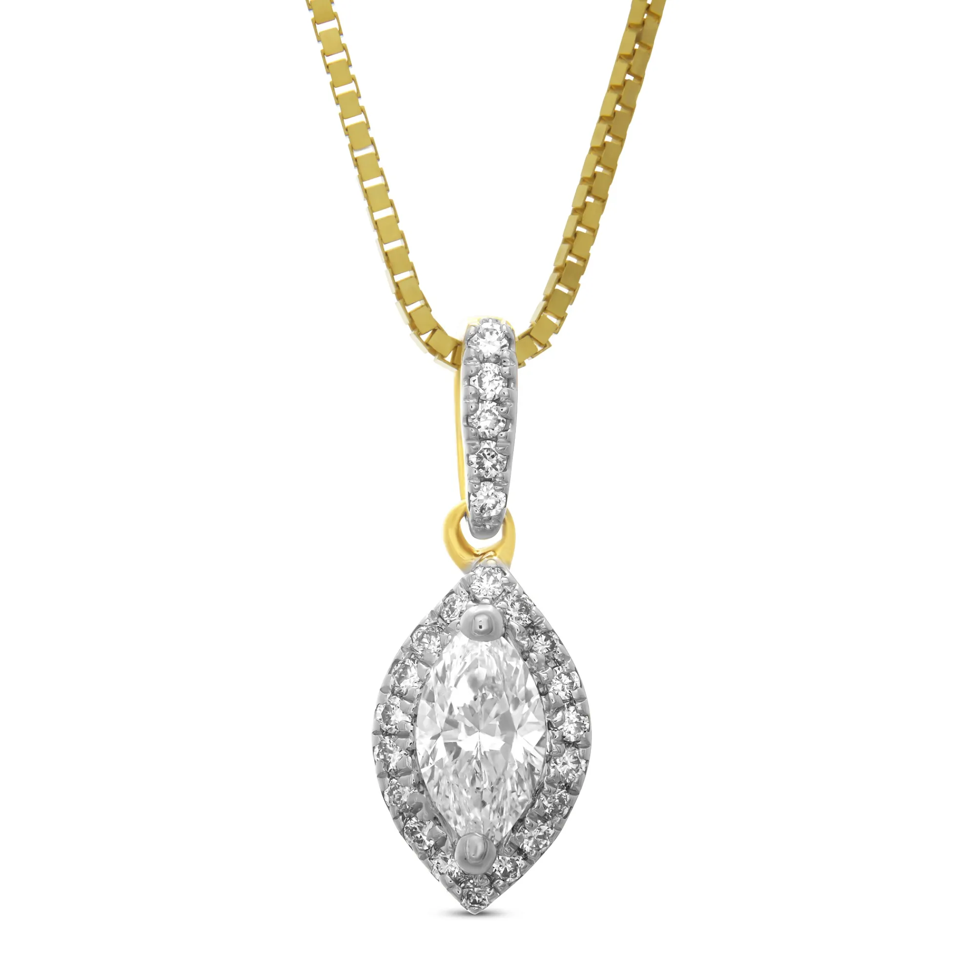 Marquise Cluster Diamond Pendant, 14K Yellow Gold Sale