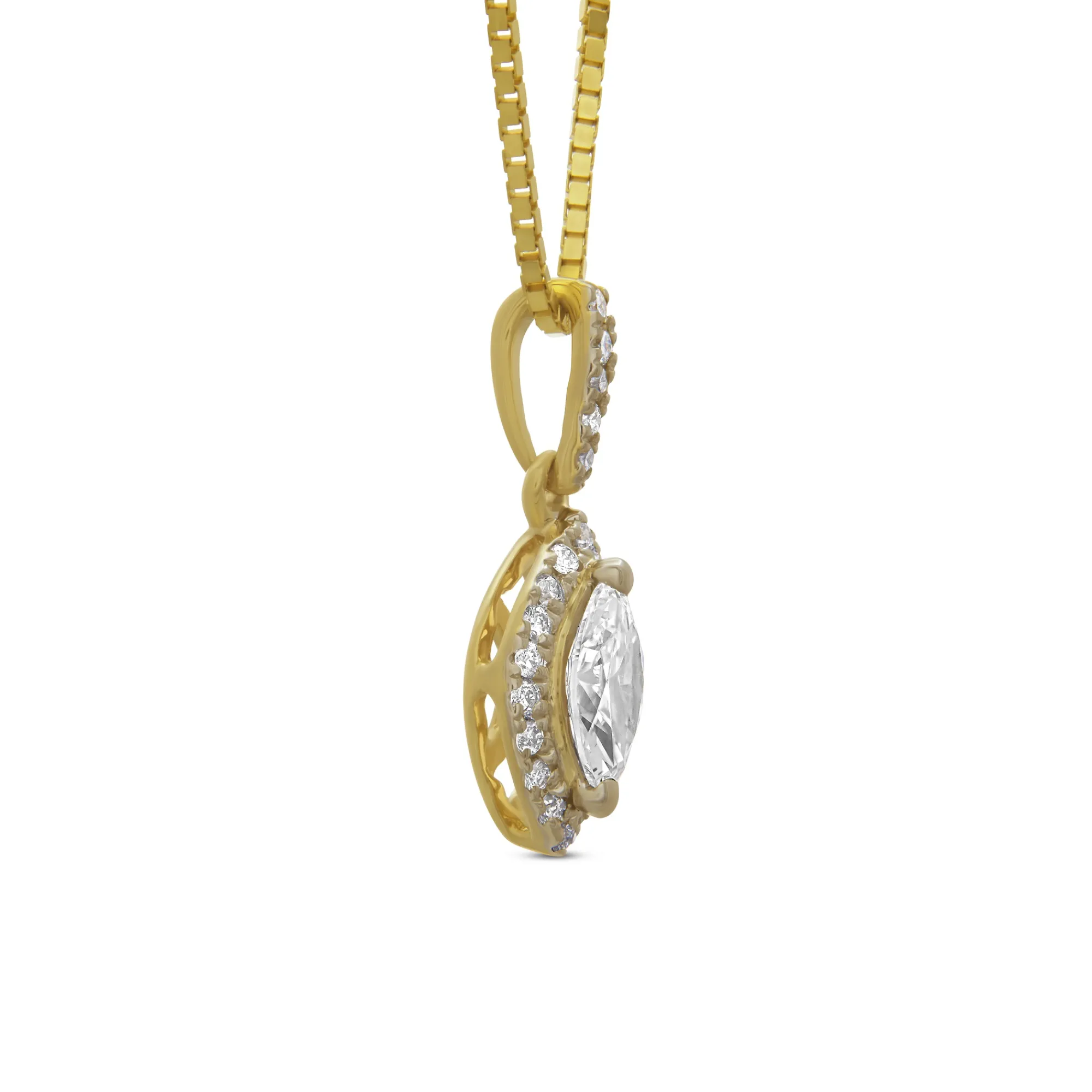 Marquise Cluster Diamond Pendant, 14K Yellow Gold Sale