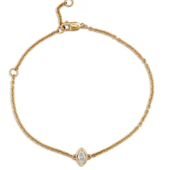 Marquise Cut Diamond Bracelet, 14K Yellow Gold New