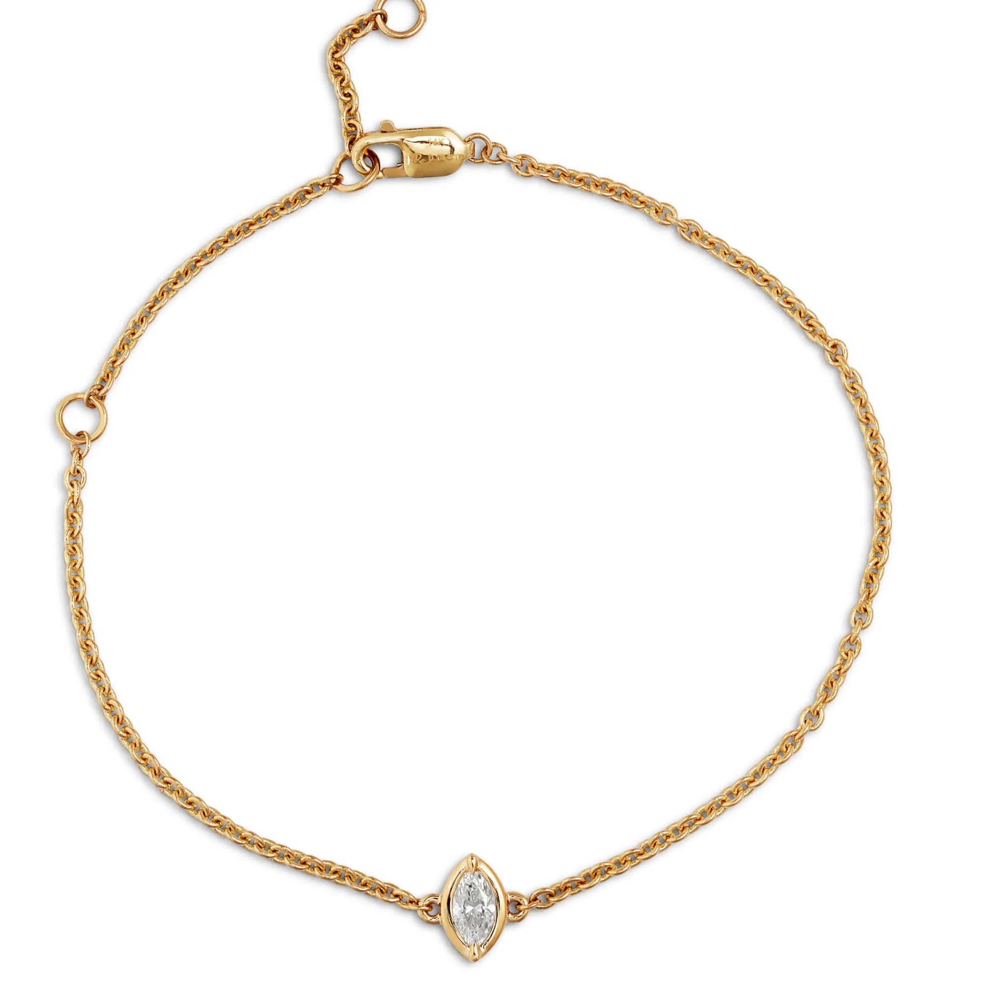 Marquise Cut Diamond Bracelet, 14K Yellow Gold New