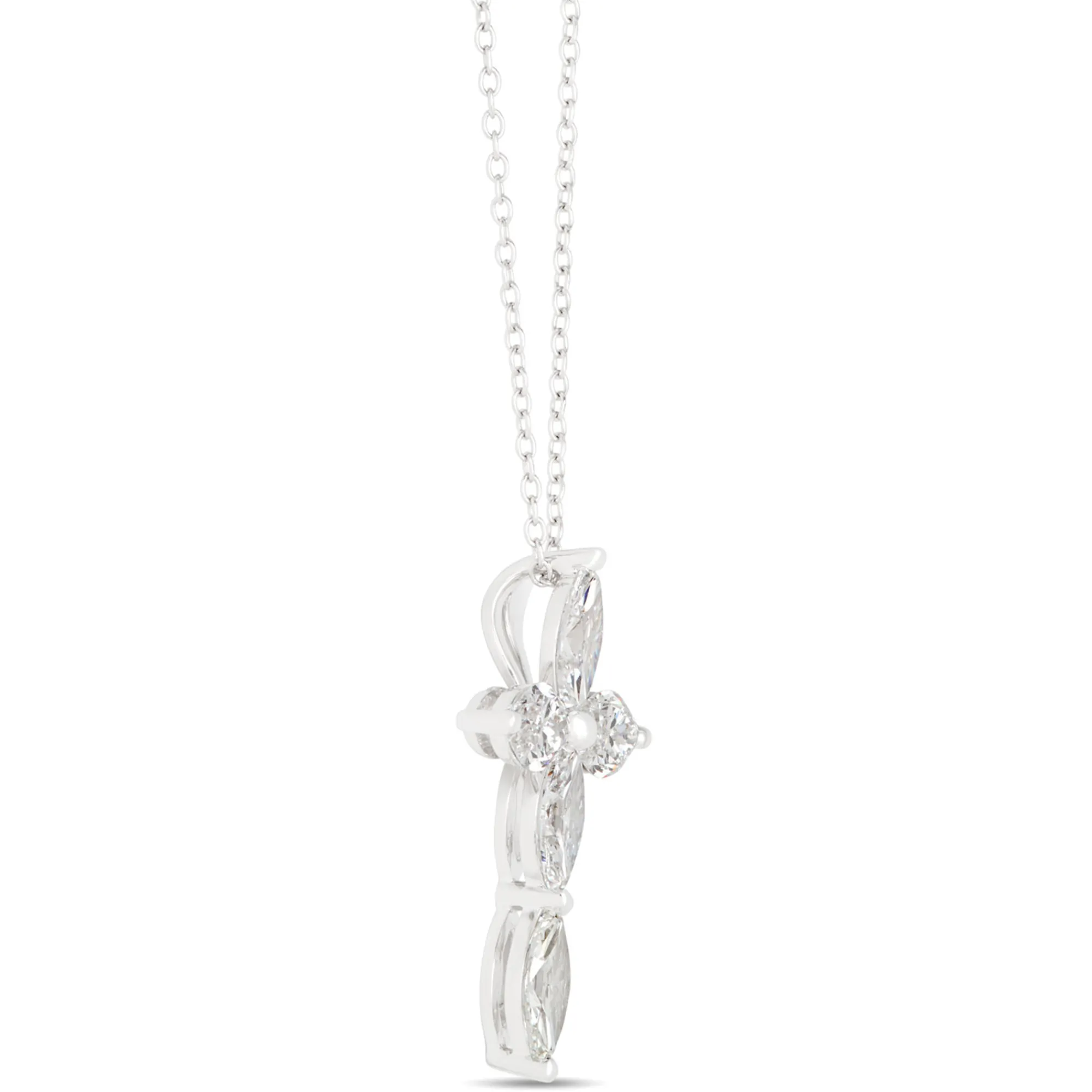 Marquise Diamond Cross Necklace, 2 Total Carat Weight, 14K White Gold Outlet