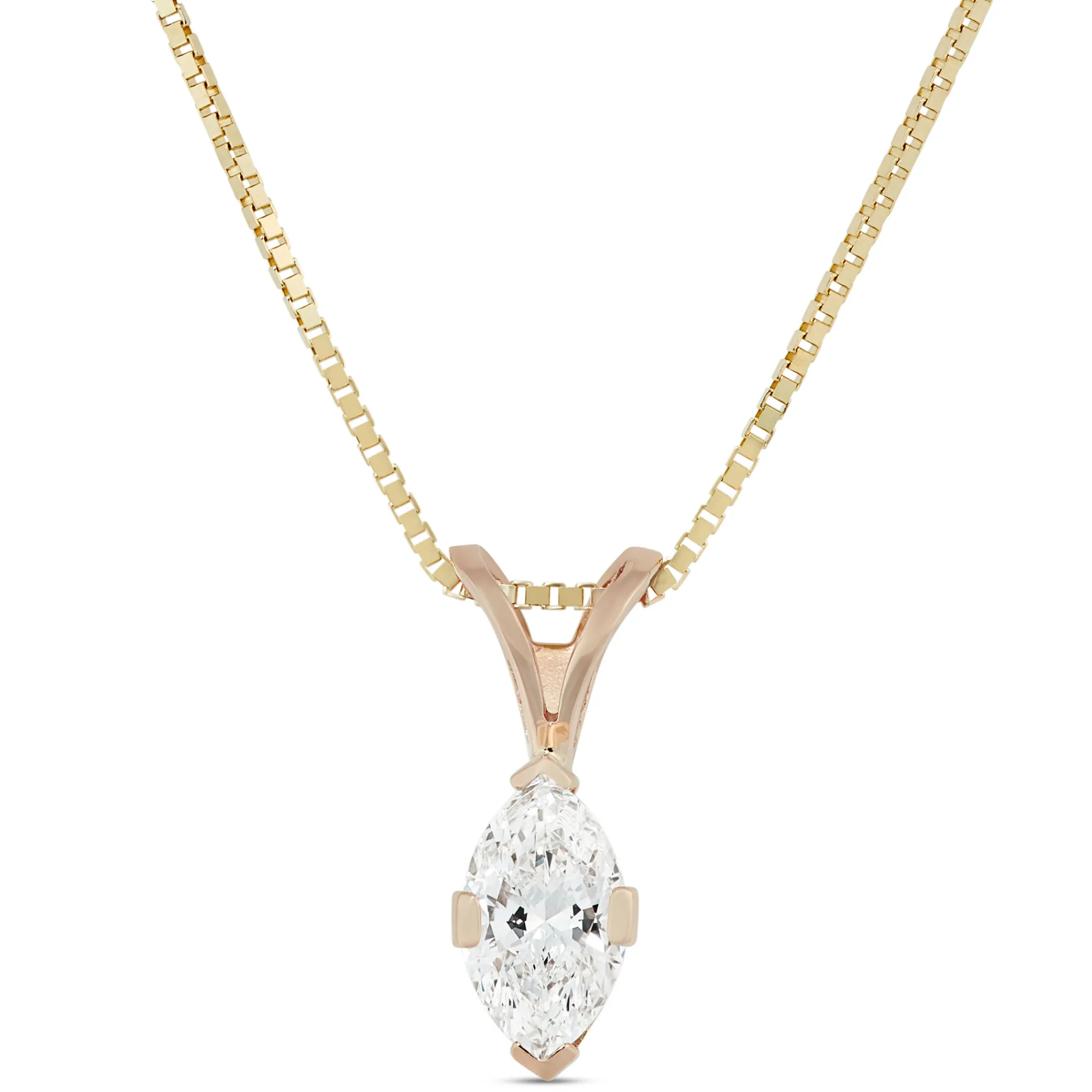 Marquise Diamond Pendant, ¾ Carat Total Weight, 14K Yellow Gold Discount