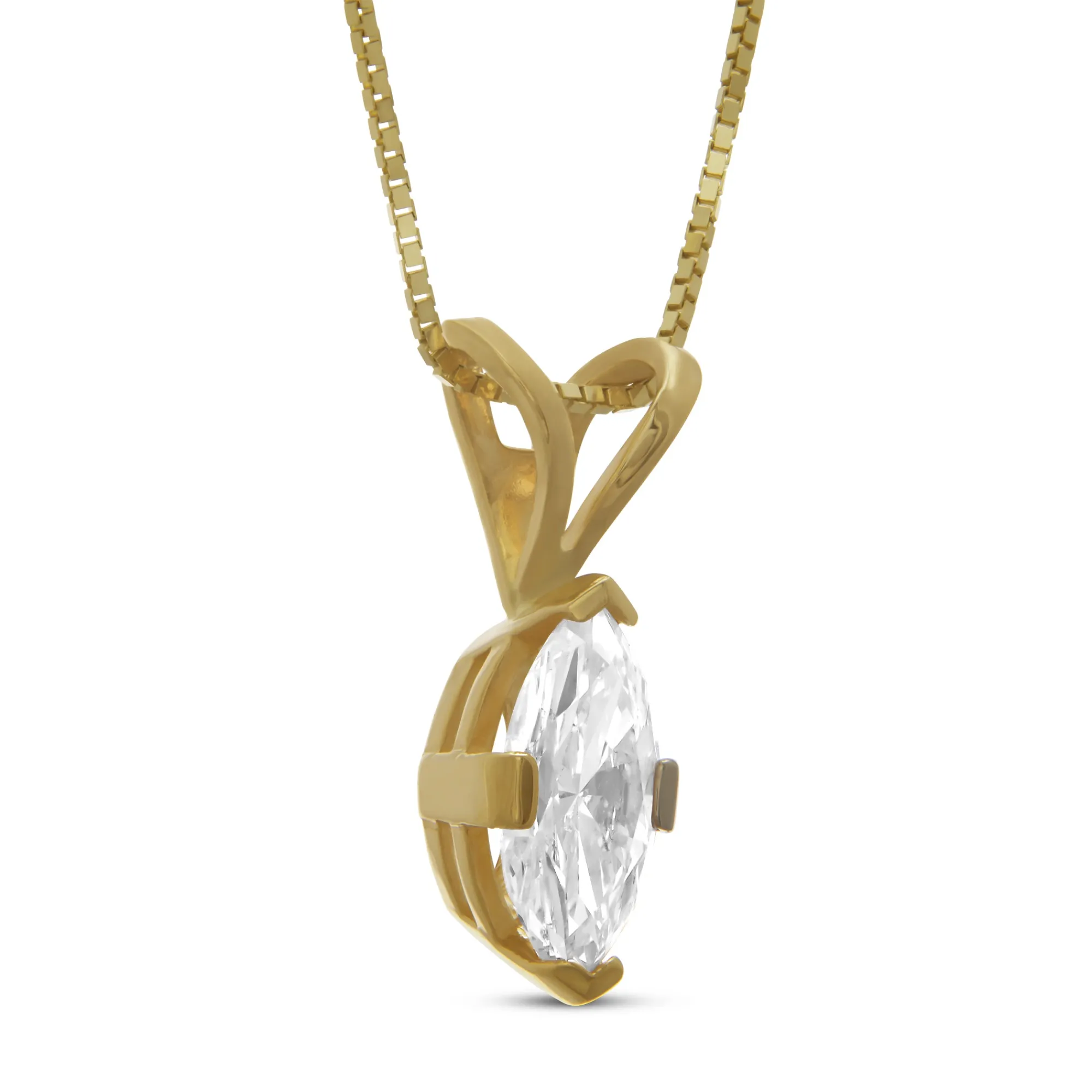 Marquise Diamond Pendant, ½ Carat Total Weight, 14K Yellow Gold New