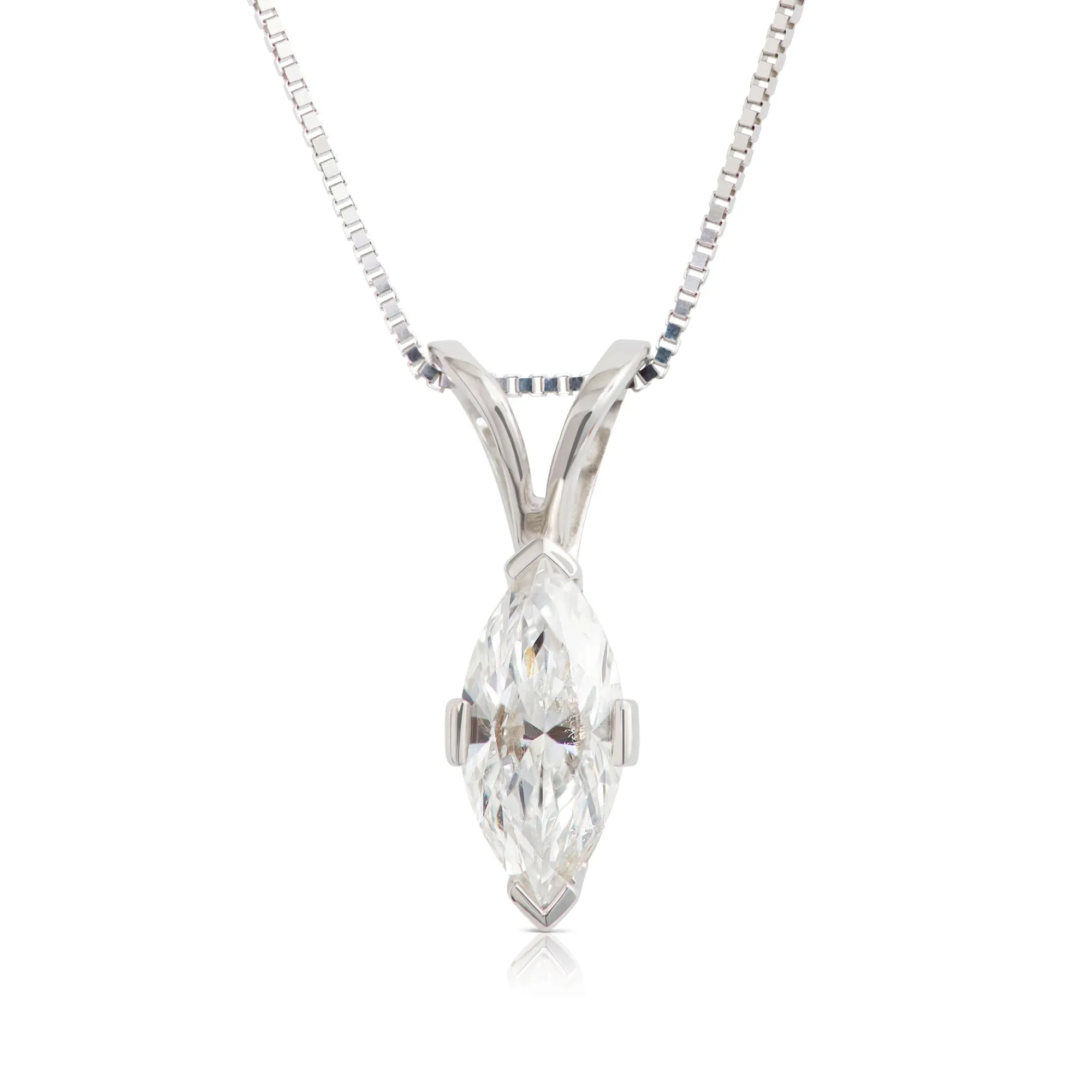 Marquise Diamond Pendant, ½ Carat Total Weight, 14K White Gold Clearance