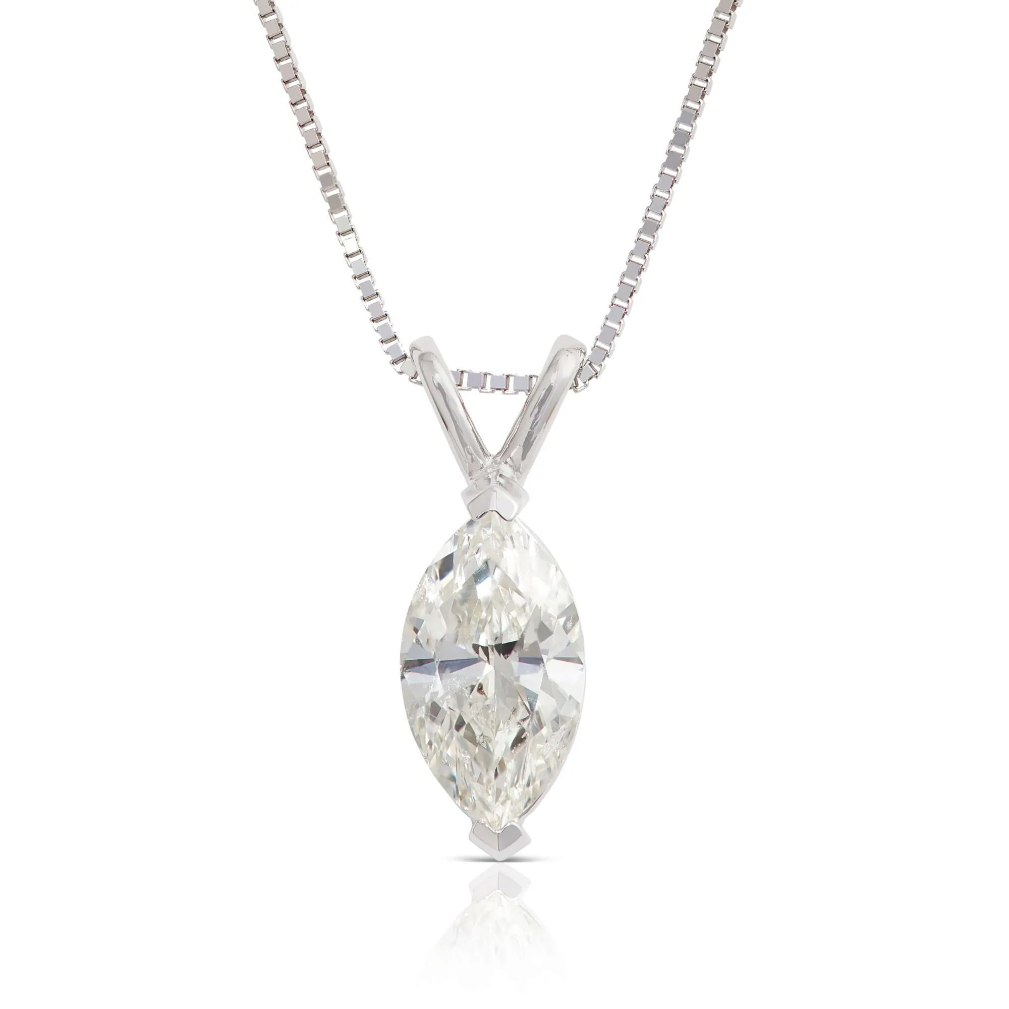 Marquise Diamond Pendant, ¾ Carat Total Weight, 14K White Gold Clearance