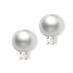 Mikimoto A+ Akoya Cultured Pearl & Diamond Stud Earrings 18K, 7mm Best