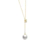 Mikimoto Akoya Cultured Pearl & Diamond 'Y' Drop Necklace 18K Discount
