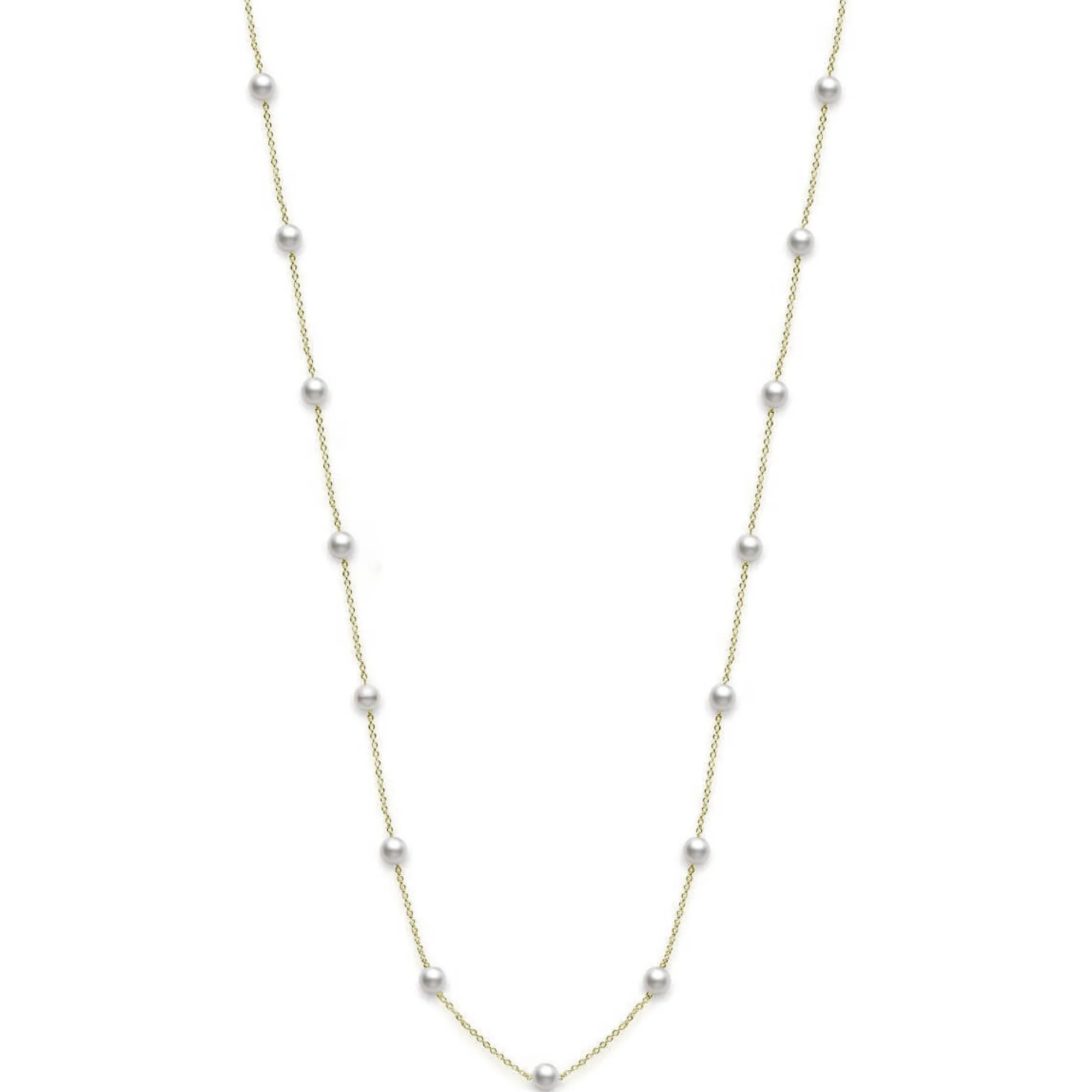 Mikimoto Akoya Cultured Pearl Station Necklace 18K, 32" New