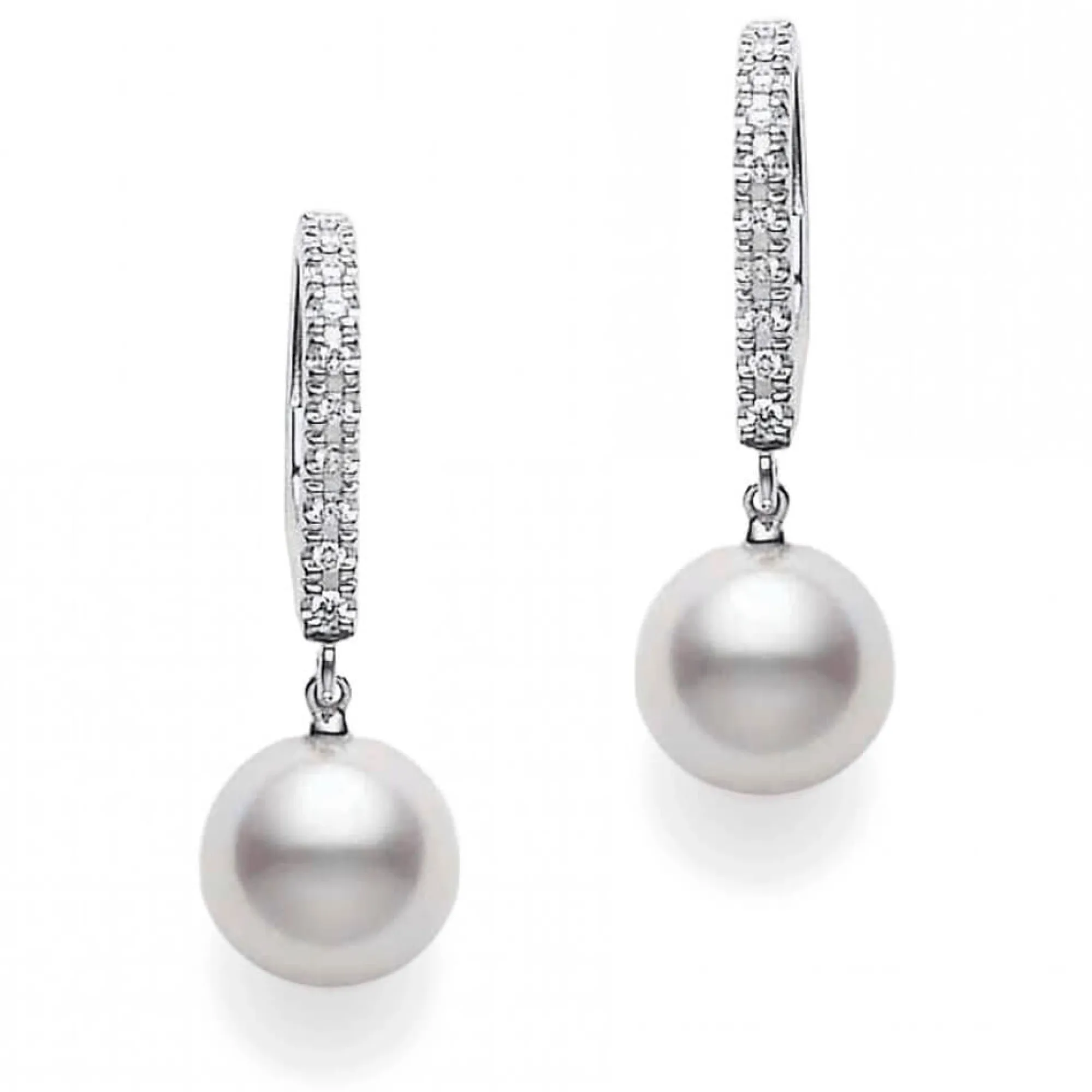 Mikimoto Akoya Cultured Pearl & Diamond Earrings 18K Discount