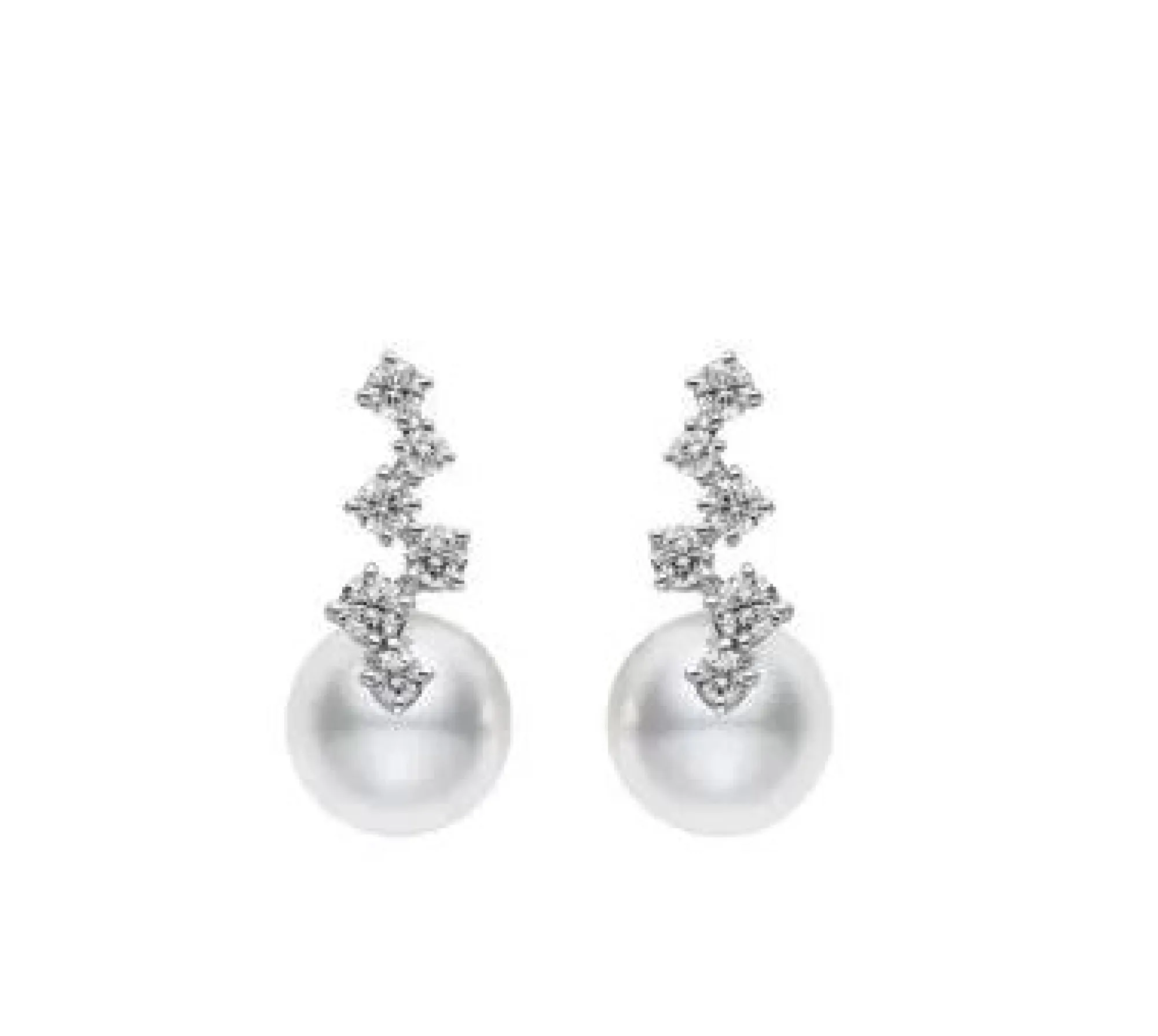 Mikimoto Akoya Cultured Pearl Earrings in 18K White Gold with Diamond Best