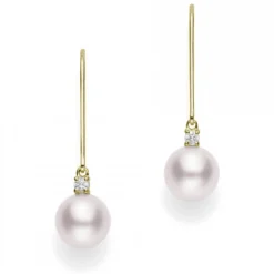Mikimoto Akoya Cultured Pearl & Diamond Drop Earrings 18K, 6mm Discount