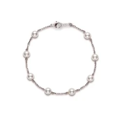 Mikimoto Akoya Cultured Pearl Station Bracelet, 18K White Gold Outlet
