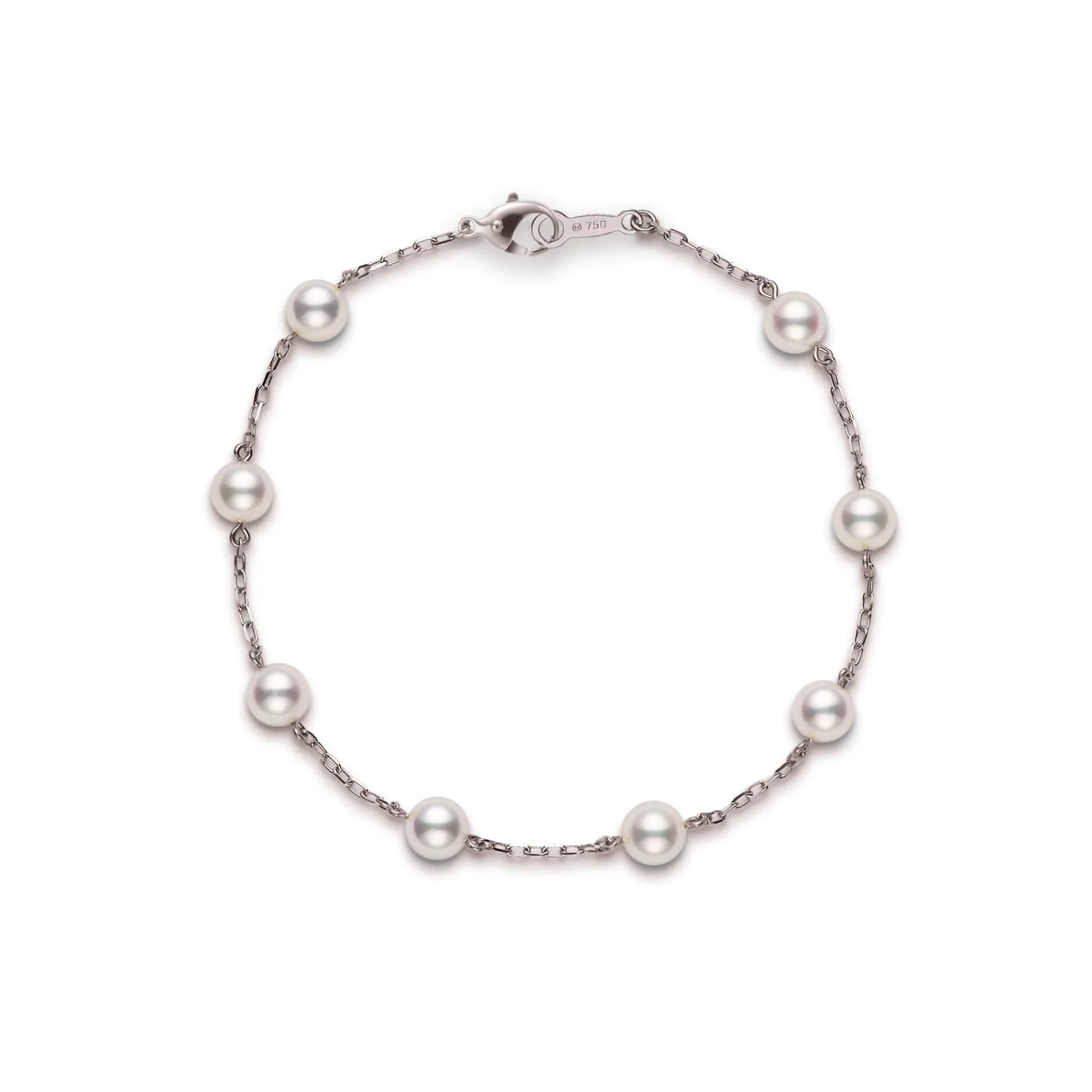 Mikimoto Akoya Cultured Pearl Station Bracelet, 18K White Gold Outlet