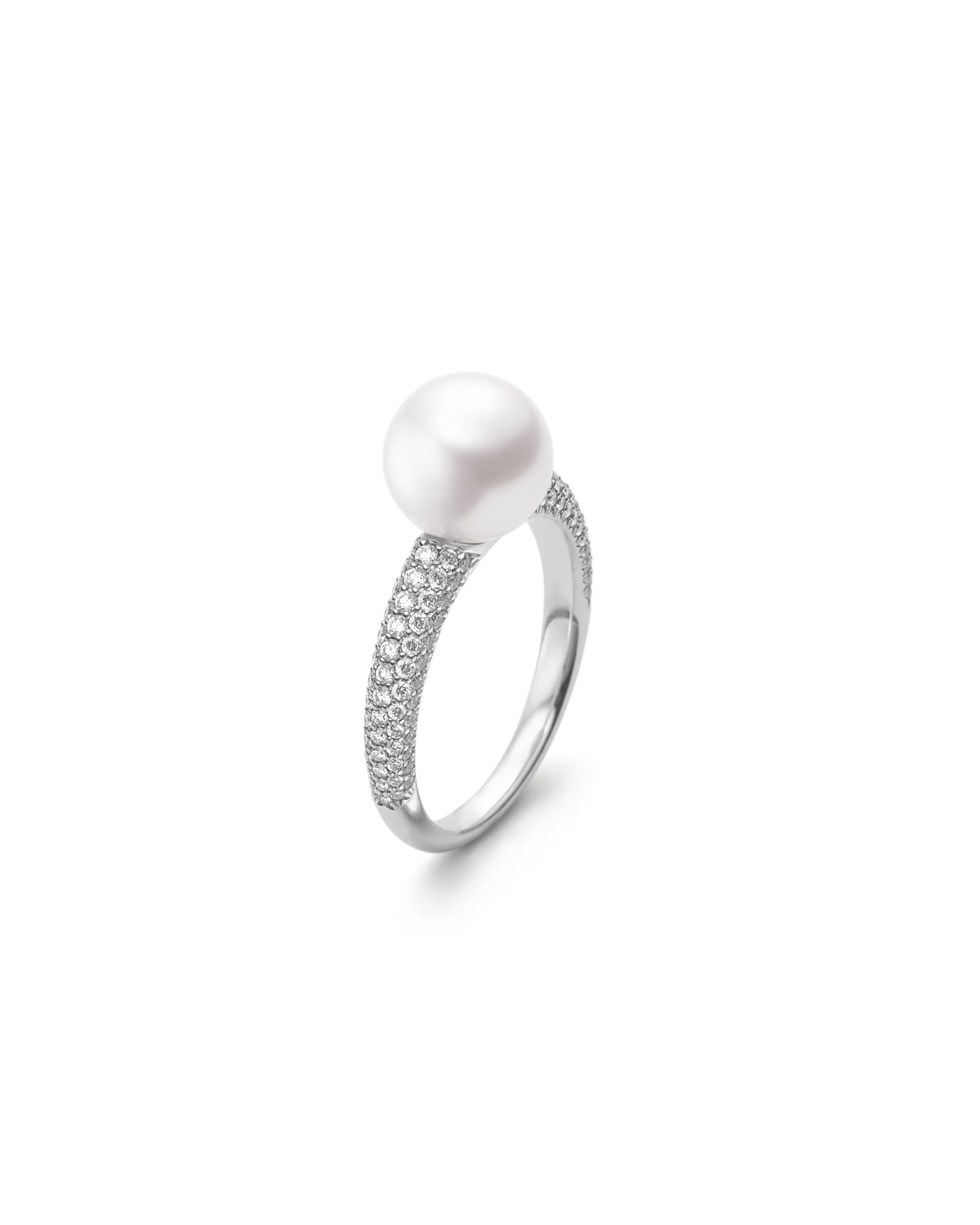 Mikimoto Akoya Cultured Pearl Ring 8.5mm in 18K White Gold with Diamond Hot