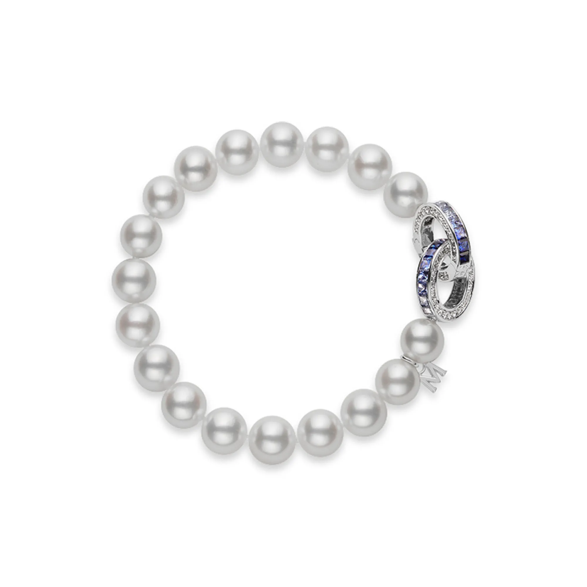 Mikimoto Akoya Cultured Pearl Bracelet in 18K White Gold with Diamond Clearance