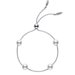 Mikimoto Akoya Cultured Pearl & Diamond Bolo Bracelet 18K Online