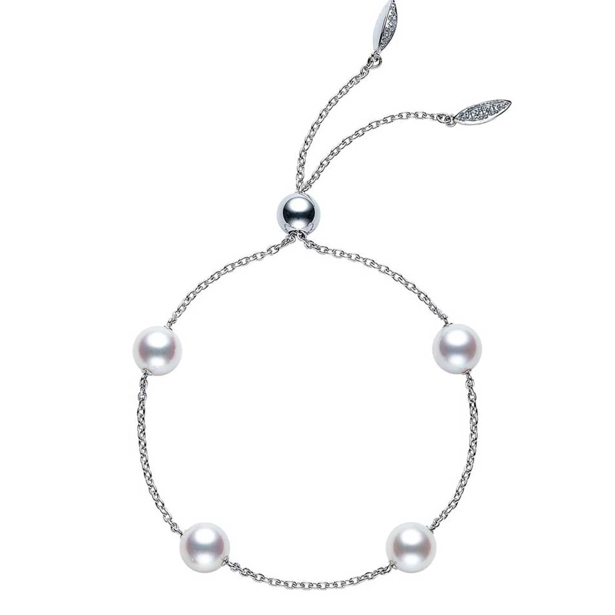 Mikimoto Akoya Cultured Pearl & Diamond Bolo Bracelet 18K Online