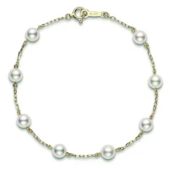 Mikimoto Akoya Cultured Pearl Station Bracelet 5mm, A+, 18K Discount