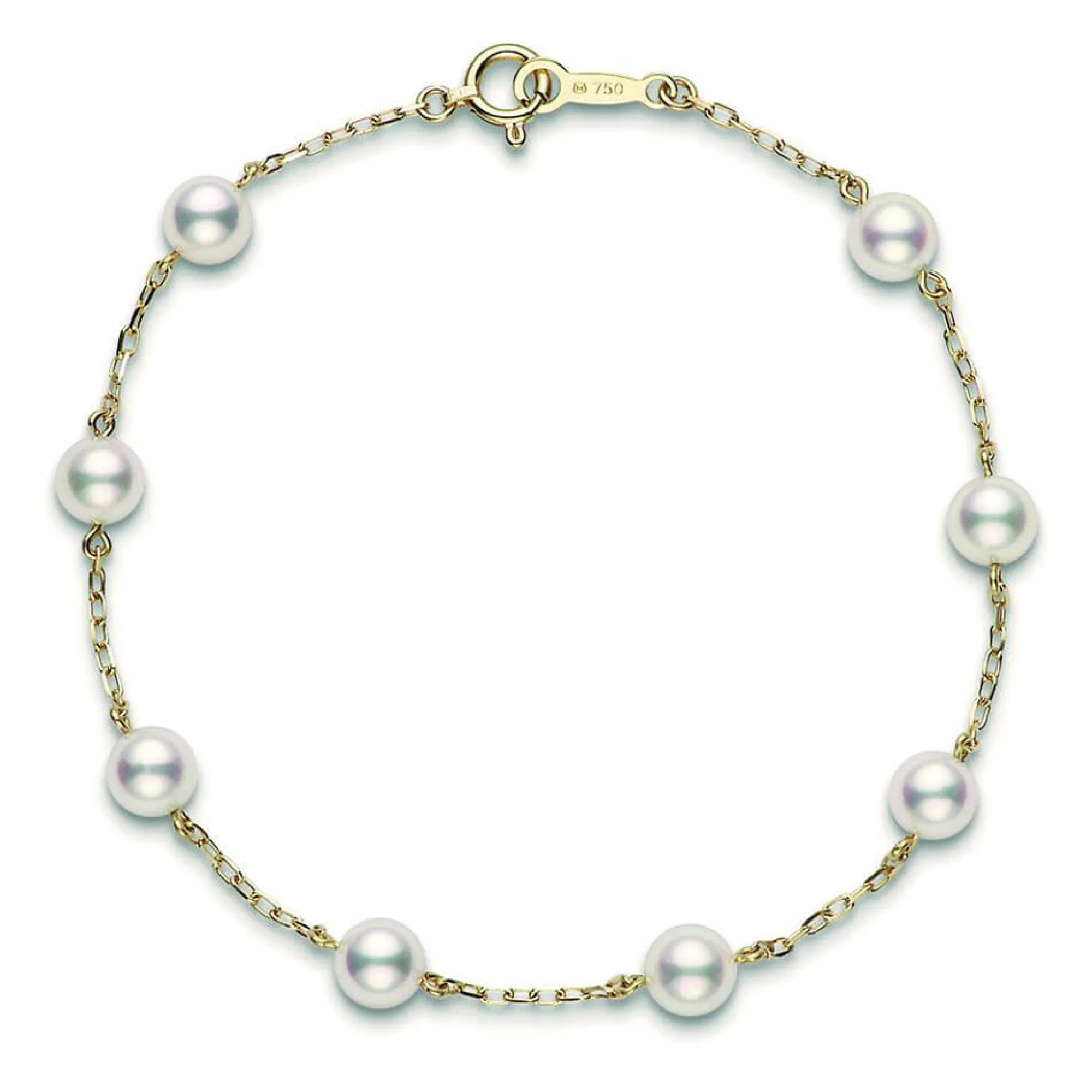 Mikimoto Akoya Cultured Pearl Station Bracelet 5mm, A+, 18K Discount