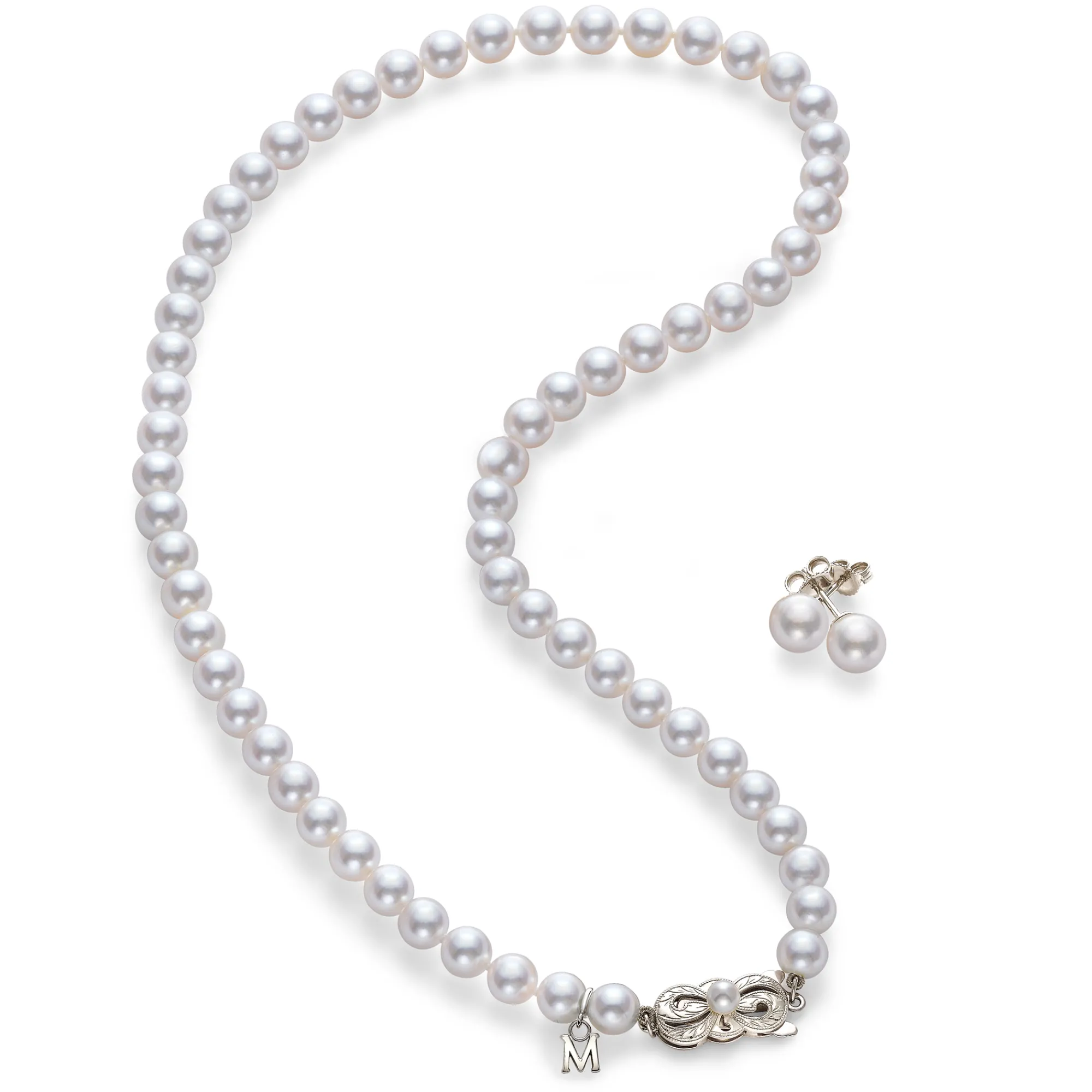 Mikimoto Akoya Cultured Pearl 18 Inch Two-Piece Set in 18K White Gold Outlet