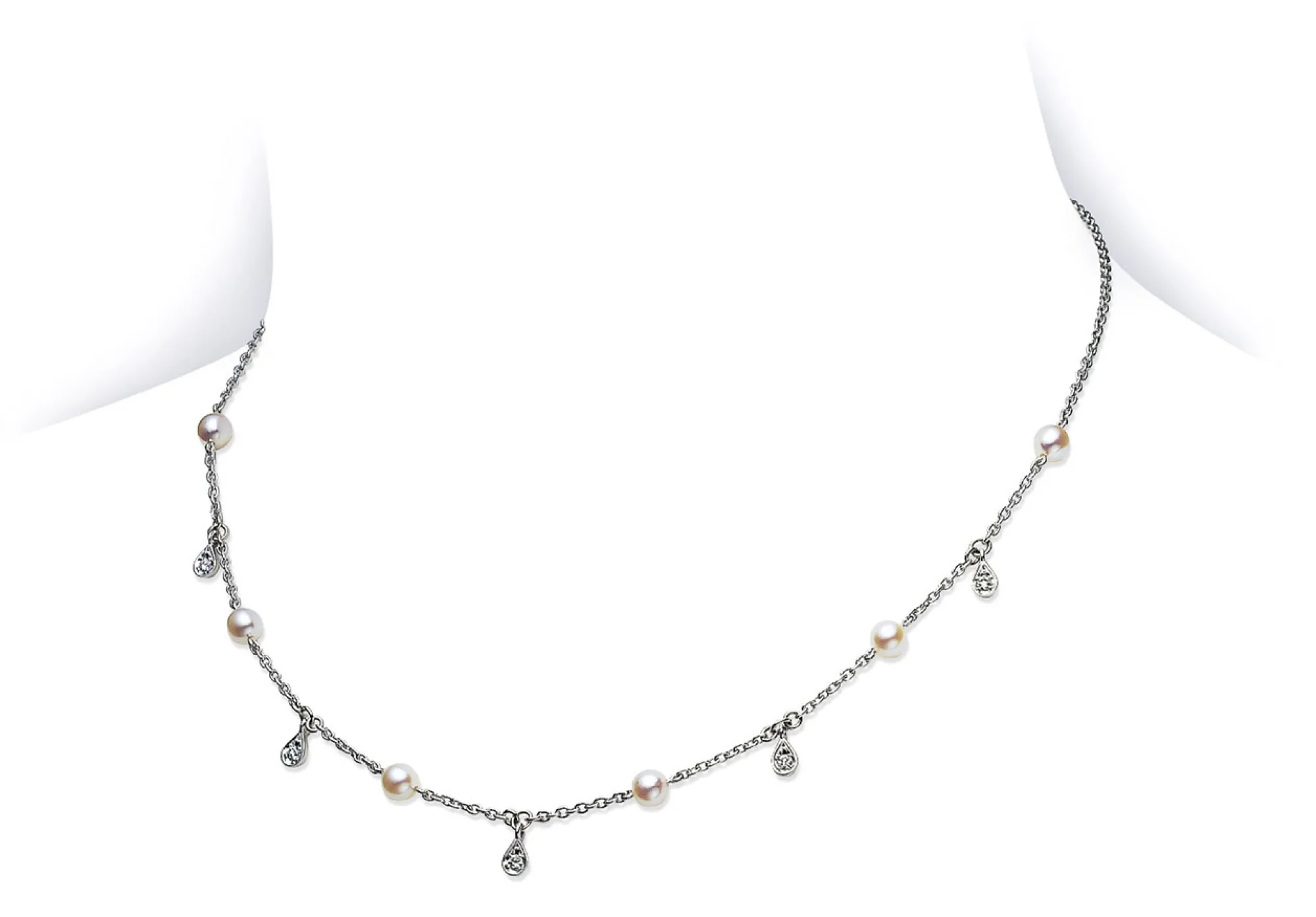 Mikimoto Akoya Cultured Pearl & Diamond Teardrop Necklace 18K Online