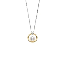 Mikimoto Akoya Cultured Pearl Circle Pendant, 18K Two Tone Outlet