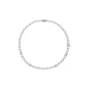 Mikimoto Akoya Cultured Pearl and Diamond Rondells Necklace, 18K White Gold New