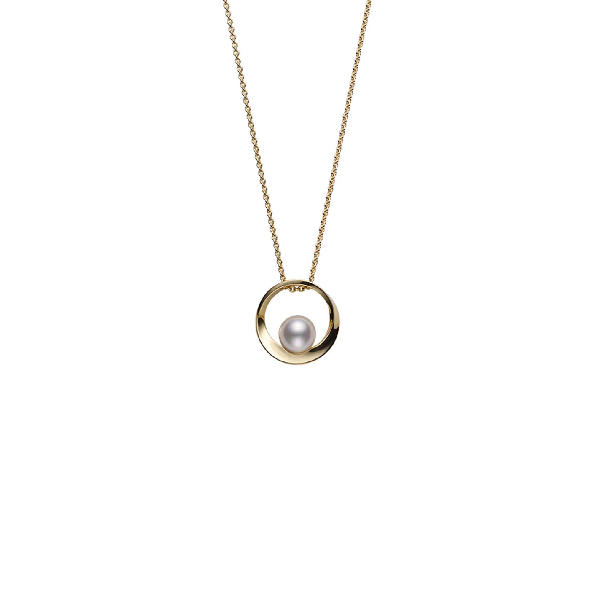Mikimoto Akoya Cultured Pearl Circle Pendant, 18K Yellow Gold Best