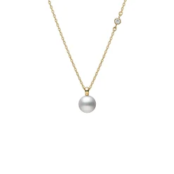 Mikimoto Akoya Cultured Pearl with Diamond Pendant, 18K Yellow Gold Outlet