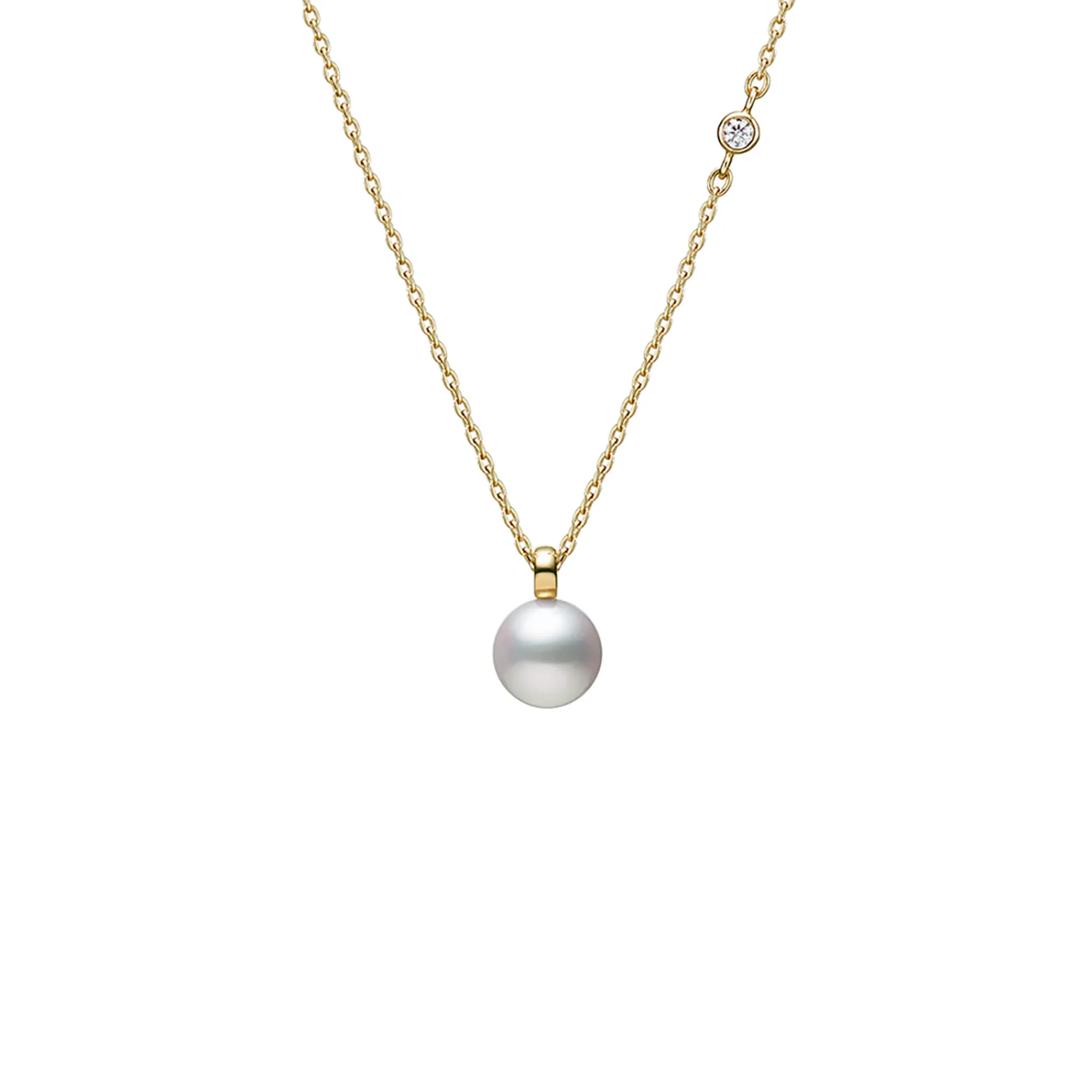 Mikimoto Akoya Cultured Pearl with Diamond Pendant, 18K Yellow Gold Outlet