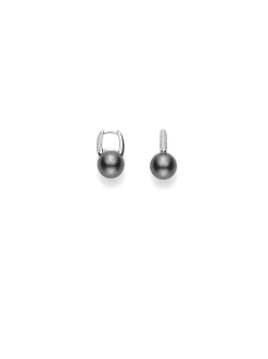 Mikimoto Black South Sea Cultured Pearl Earrings in 18K White Gold with Diamond Best