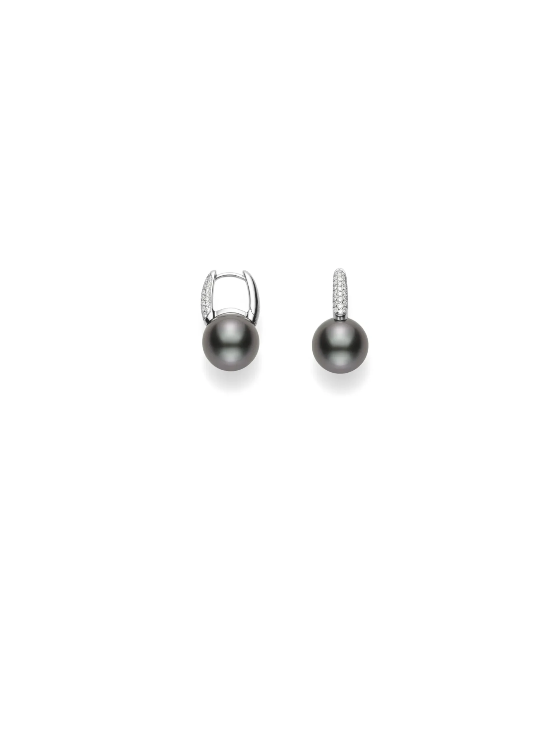 Mikimoto Black South Sea Cultured Pearl Earrings in 18K White Gold with Diamond Best