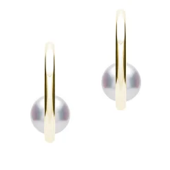 Mikimoto Classic Akoya Cultured Pearl Semi Hoop Earrings 18K Hot